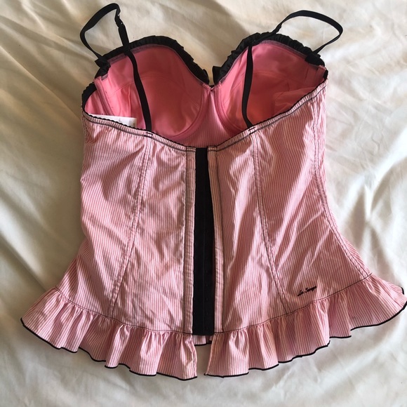 LA SENZA baby pink corset top with black bow - Picture 4 of 8